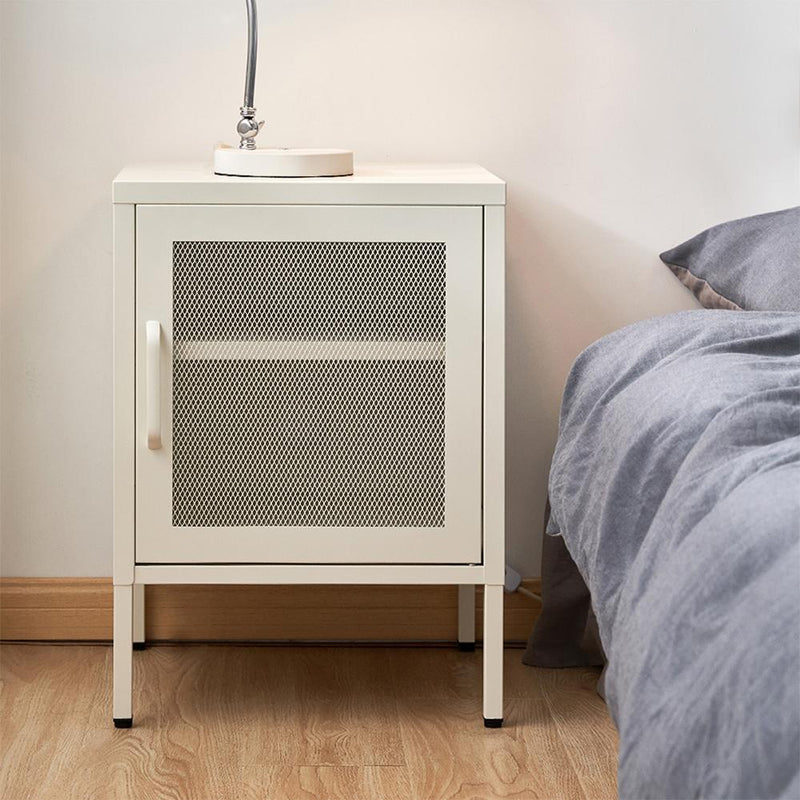 ArtissIn Mini Mesh Door Storage Cabinet Organizer Bedside Table White Payday Deals