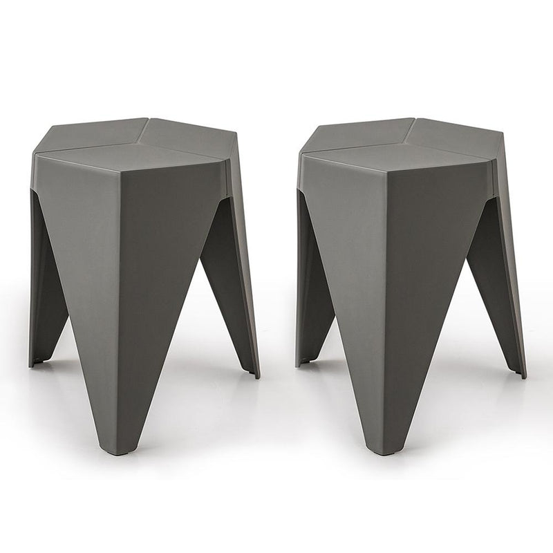 ArtissIn Set of 2 Puzzle Stool Plastic Stacking Bar Stools Dining Chairs Kitchen Grey Payday Deals