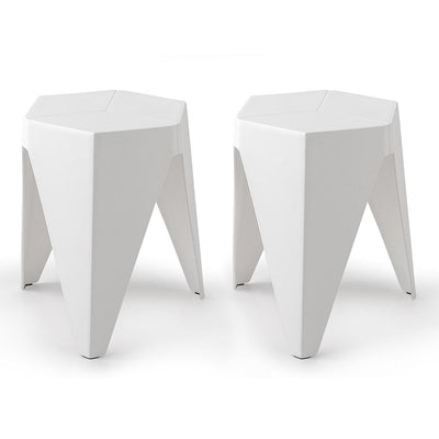 ArtissIn Set of 2 Puzzle Stool Plastic Stacking Stools Chair Outdoor Indoor White Payday Deals