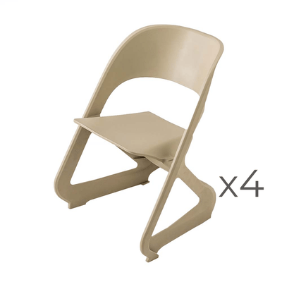 ArtissIn Set of 4 Dining Chairs Office Cafe Lounge Seat Stackable Plastic Leisure Chairs Beige Payday Deals