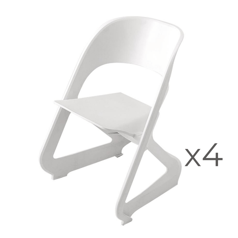 ArtissIn Set of 4 Dining Chairs Office Cafe Lounge Seat Stackable Plastic Leisure Chairs White Payday Deals