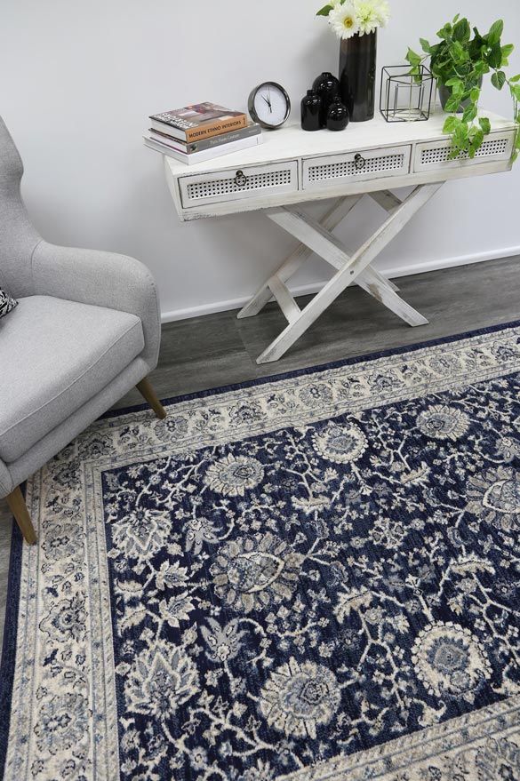 Arya Navy Blue Traditional Rug 160x220 cm Payday Deals