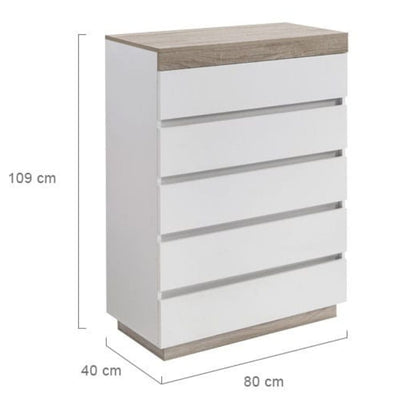 Ashley Coastal White Wooden Chest of 5 Drawers Tallboy Payday Deals