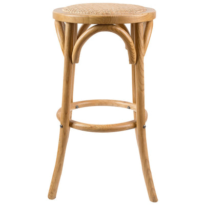 Aster 2pc Round Bar Stools Dining Stool Chair Solid Birch Timber Rattan Seat Oak Payday Deals