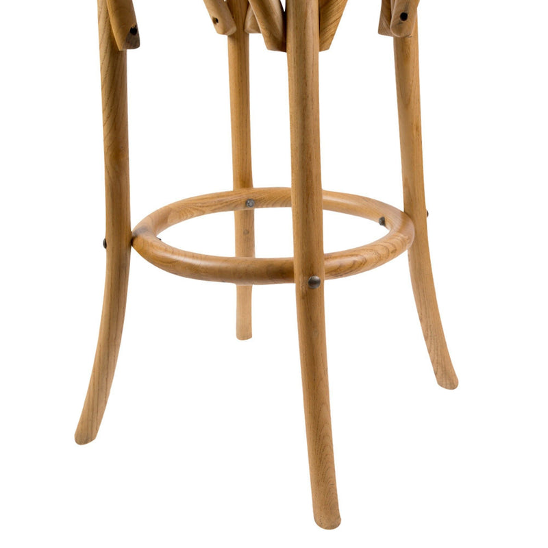 Aster 2pc Round Bar Stools Dining Stool Chair Solid Birch Timber Rattan Seat Oak Payday Deals