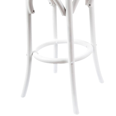 Aster 3pc Round Bar Stools Dining Stool Chair Solid Birch Wood Rattan Seat White Payday Deals