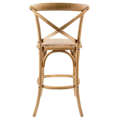 Aster 4pc Crossback Bar Stools Dining Chair Solid Birch Timber Rattan Seat - Oak Payday Deals