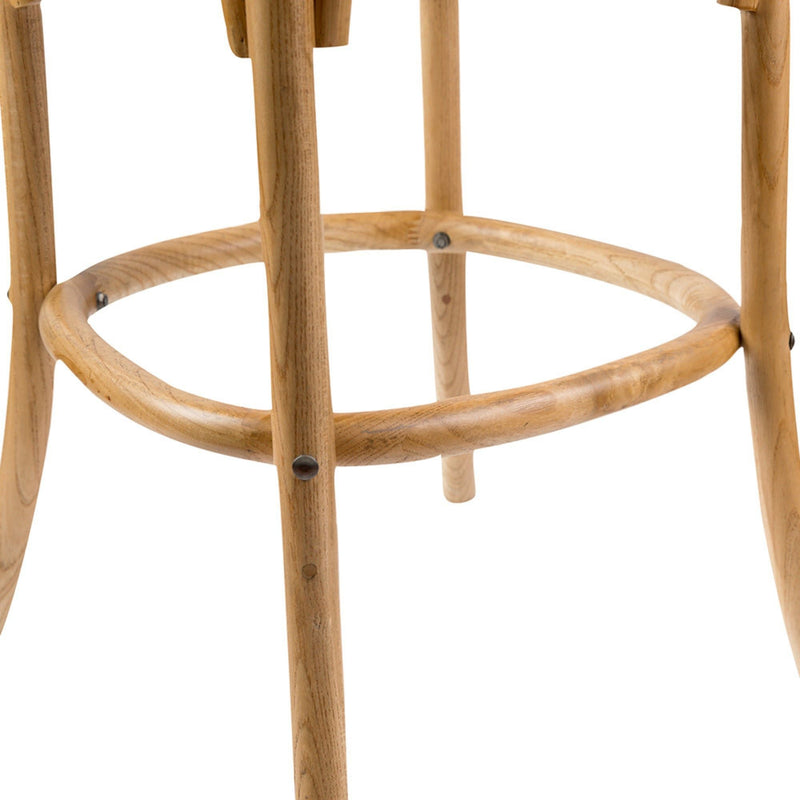 Aster 4pc Crossback Bar Stools Dining Chair Solid Birch Timber Rattan Seat - Oak Payday Deals