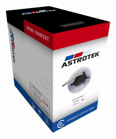 ASTROTEK CAT6 FTP Cable 305m Roll - Grey White Full 0.55mm Copper Solid Wire Ethernet LAN Network 23AWG 0.55cu Solid 2x4p PVC Jacket