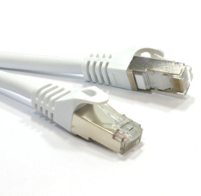 ASTROTEK CAT6A Shielded Cable 1m Grey/White Color 10GbE RJ45 Ethernet Network LAN S/FTP LSZH Cord 26AWG PVC Jacket Payday Deals