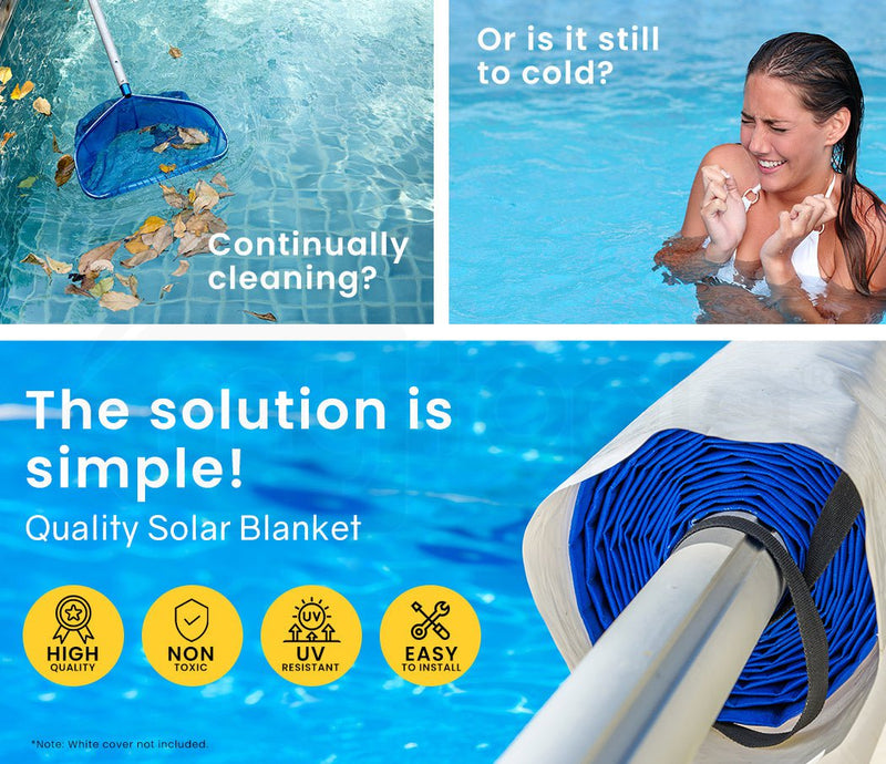 AURELAQUA Solar Swimming Pool Cover 400 Micron Heater Bubble Blanket 11x6.2m Payday Deals