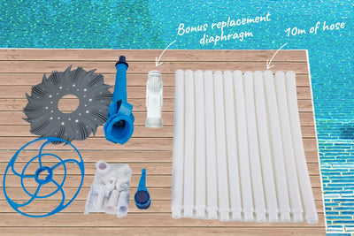 Aurelaqua Swimming Pool Cleaner Floor Climb Wall Automatic Vacuum 10M Hose Blue Payday Deals