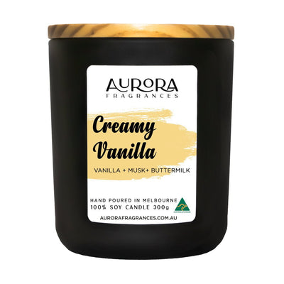 Aurora Creamy Vanilla Scented Soy Candle Australian Made 300g