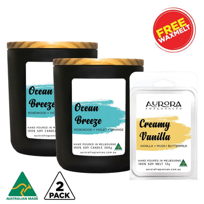 Aurora Ocean Breeze Scented Soy Candle Australian Made 300g 2 Pack Payday Deals