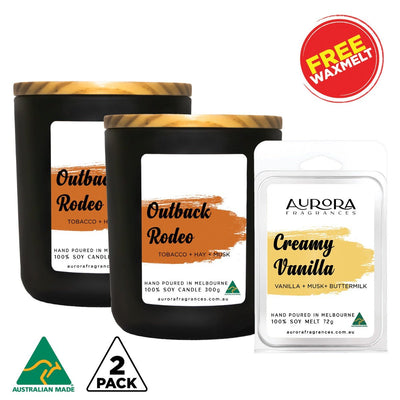 Aurora Outback Rodeo Scented Soy Candle Australian Made 300g 2 Pack Payday Deals