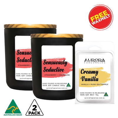 Aurora Sensuously Seductive Scented Soy Candle Australian Made 300g 2 Pack