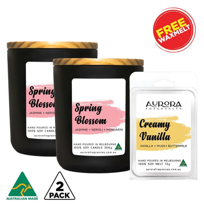 Aurora Spring Blossom Scented Soy Candle Australian Made 300g 2 Pack Payday Deals