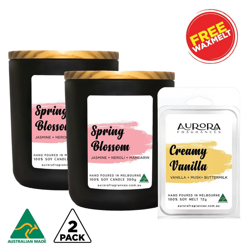 Aurora Spring Blossom Scented Soy Candle Australian Made 300g 2 Pack Payday Deals