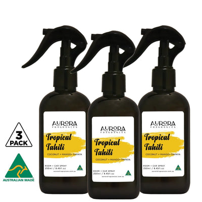 Aurora Tropical Tahiti Room Spray and Car Spray Australian Made 250ml 3 Pack Payday Deals