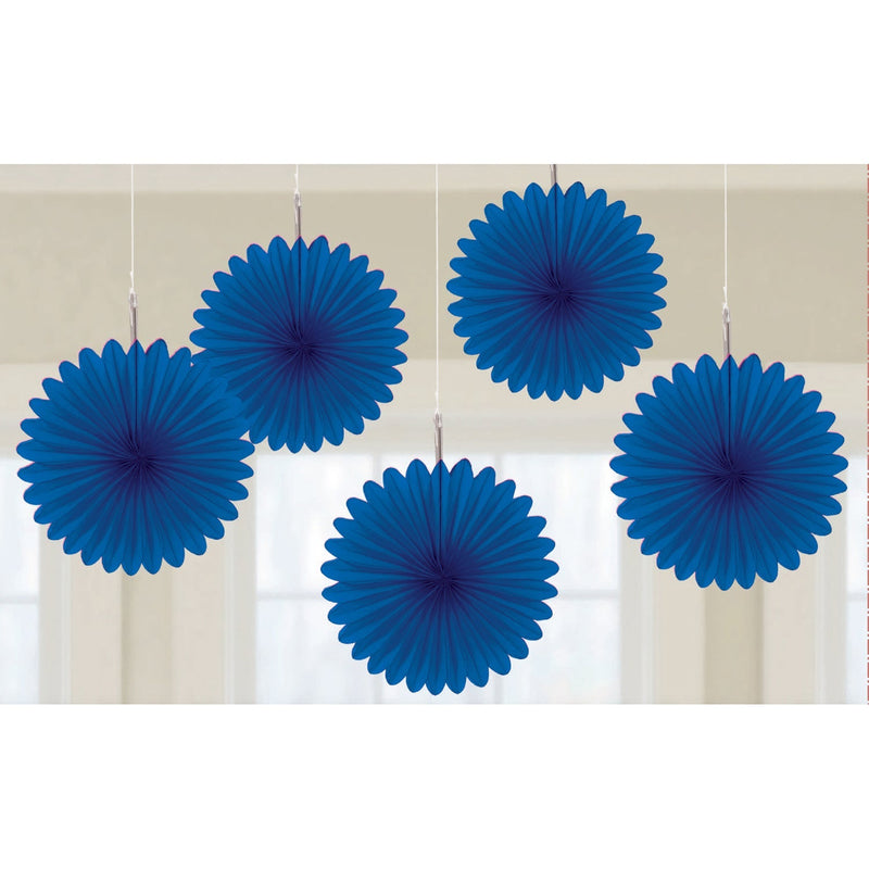 Australia Day Mini Fan Decorations Bright Royal Blue 5 Pack Payday Deals