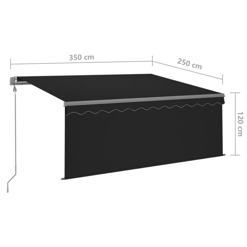 Automatic Awning with Blind&LED&Wind Sensor 3.5x2.5m Anthracite Payday Deals