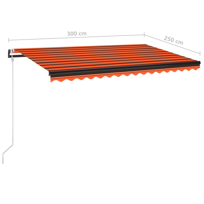 Automatic Awning with LED&Wind Sensor 300x250 cm Orange/Brown Payday Deals