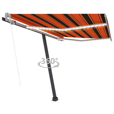 Automatic Awning with LED&Wind Sensor 300x250 cm Orange/Brown Payday Deals