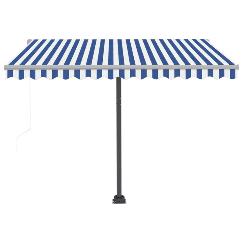Automatic Awning with LED&Wind Sensor 350x250 cm Blue and White Payday Deals