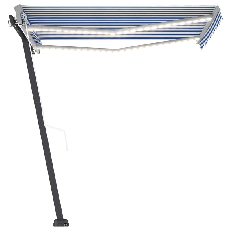 Automatic Awning with LED&Wind Sensor 350x250 cm Blue and White Payday Deals