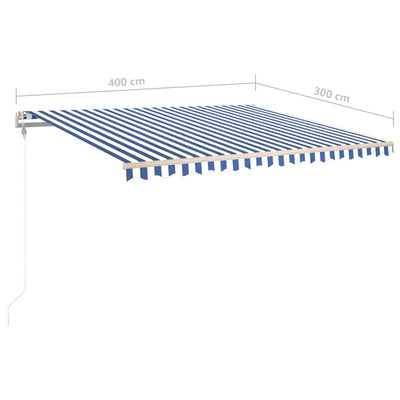 Automatic Retractable Awning 400x300 cm Blue and White Payday Deals