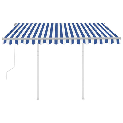 Automatic Retractable Awning with Posts 3.5x2.5 m Blue&White Payday Deals