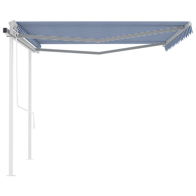 Automatic Retractable Awning with Posts 4x3 m Blue&White Payday Deals