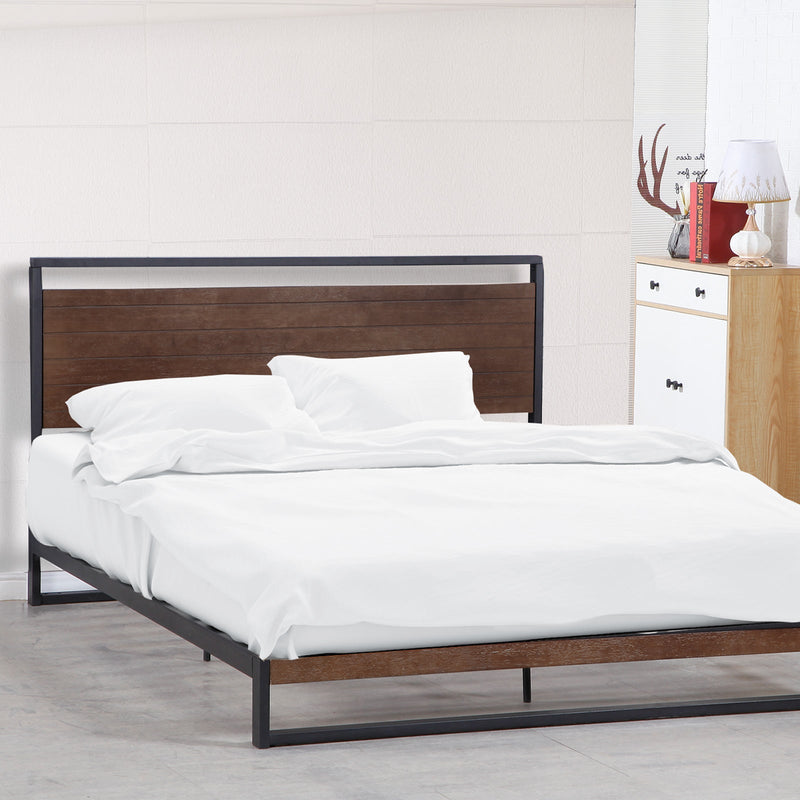 Azure Wood Bed Frame With Comforpedic Mattress Package Deal Bedroom Set - Single - White  Brown Payday Deals