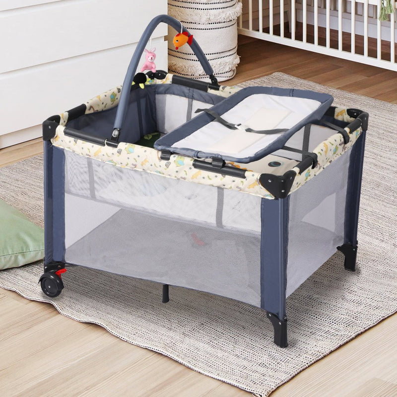 Baby Cot Bed Crib Bedding Set Bassinet Safety Rails Bumper Fence Foldable Travel Payday Deals