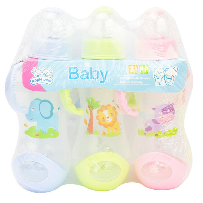 Baby & Me Apple Bear Baby Feeding Nursing Bottle 240ml Animal Designs 3 Pieces Payday Deals