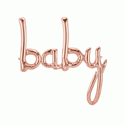 Baby Script Rose Gold Shaped Balloon