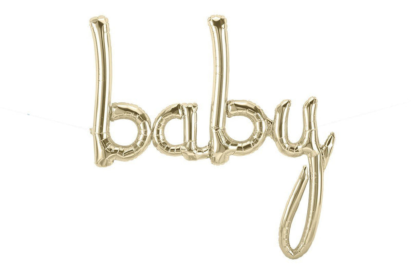 Baby Script Shaped White Gold Foil Balloon Payday Deals