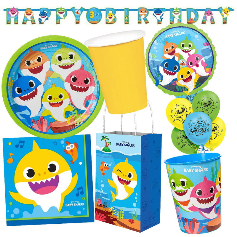 Baby Shark 8 Guest Large Birthday Tableware Party Pack Payday Deals