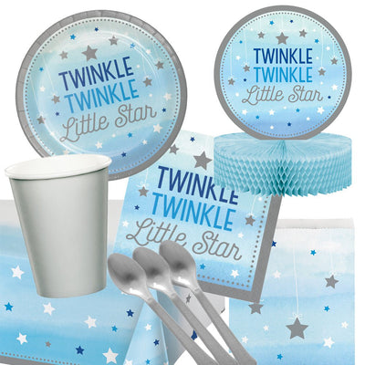 Baby Shower/ Birthday Boy Twinkle Little Star 8 Guest Deluxe Tableware Pack