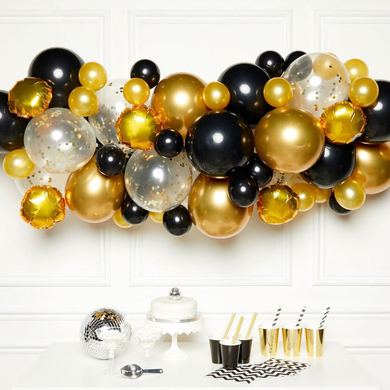 Balloon DIY Garland Kit Black, Gold & Silver with 66 Balloons Payday Deals