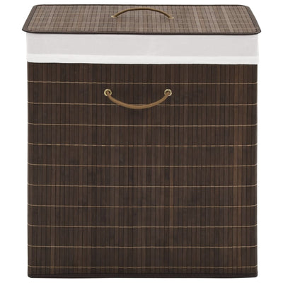 Bamboo Laundry Bin Rectangular Dark Brown