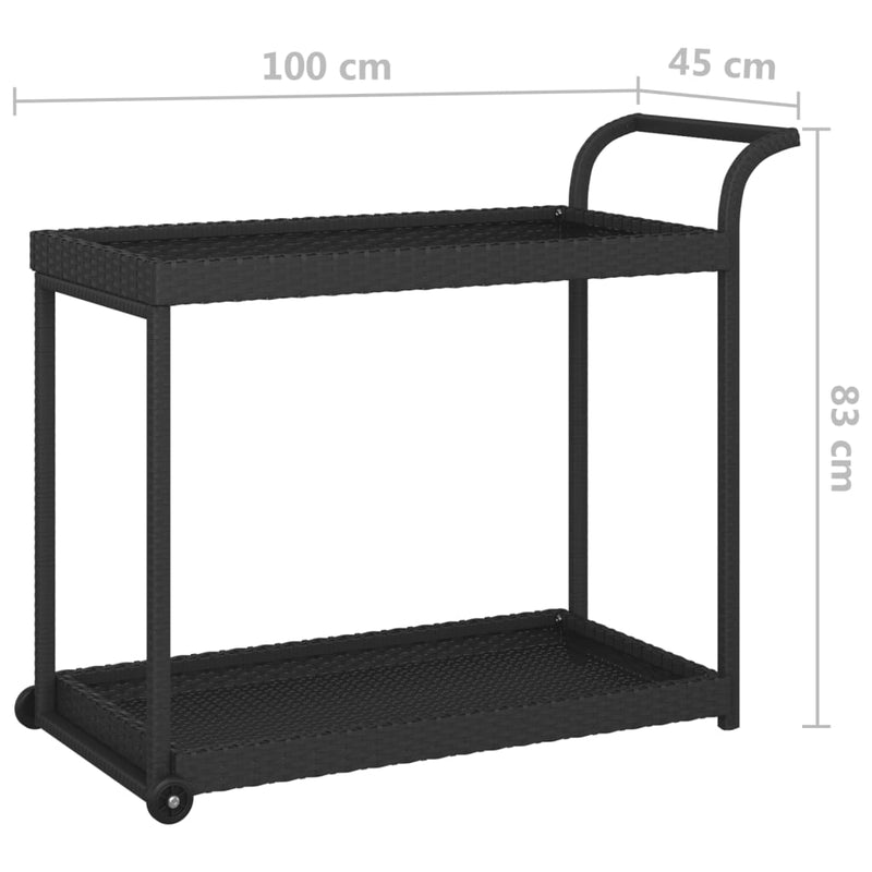 Bar Cart Black 100x45x83 cm Poly Rattan Payday Deals