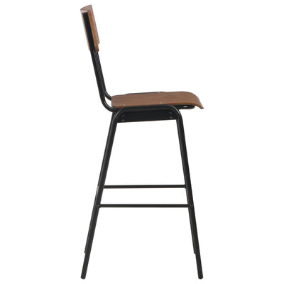 Bar Chairs 2 pcs Brown Solid Plywood Steel Payday Deals