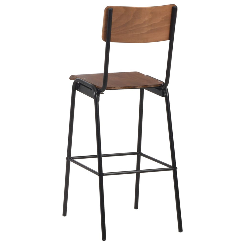 Bar Chairs 2 pcs Brown Solid Plywood Steel Payday Deals