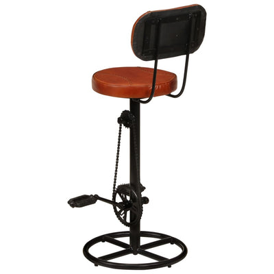 Bar Stools 2 pcs Black and Brown Real Goat Leather Payday Deals