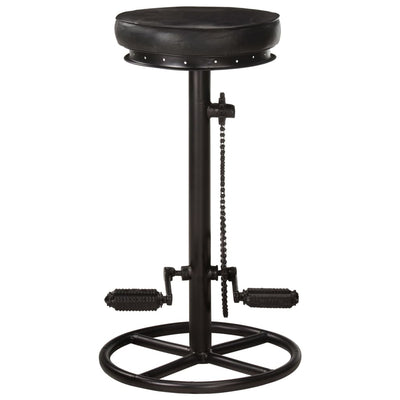 Bar Stools 2 pcs Black Real Goat Leather Payday Deals