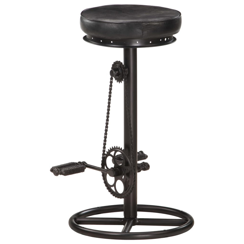 Bar Stools 2 pcs Black Real Goat Leather Payday Deals