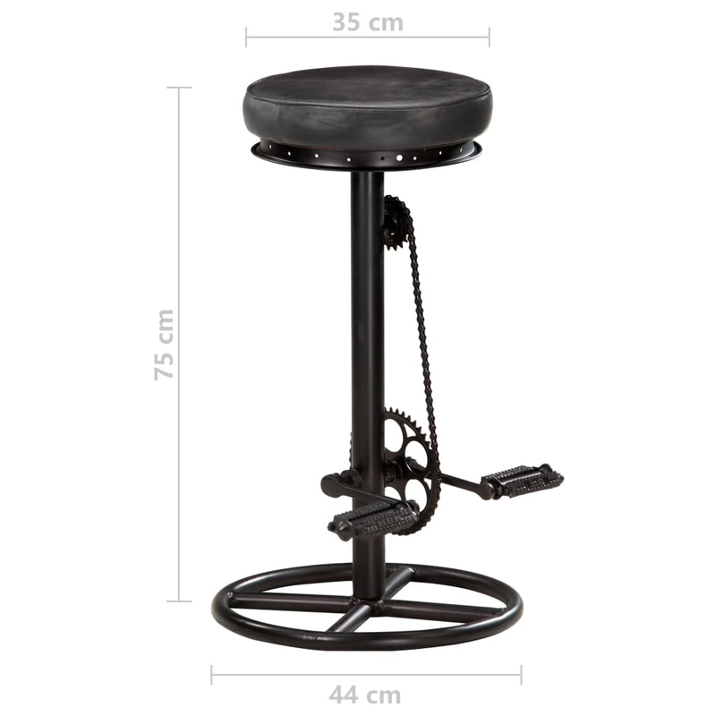 Bar Stools 2 pcs Black Real Goat Leather Payday Deals