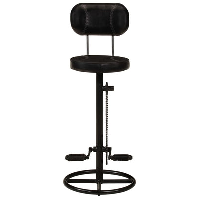 Bar Stools 2 pcs Black Real Goat Leather Payday Deals