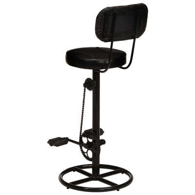Bar Stools 2 pcs Black Real Goat Leather Payday Deals